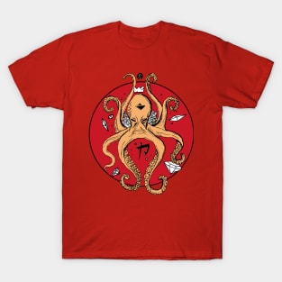 Red and Cream Crown Octopus T-Shirt